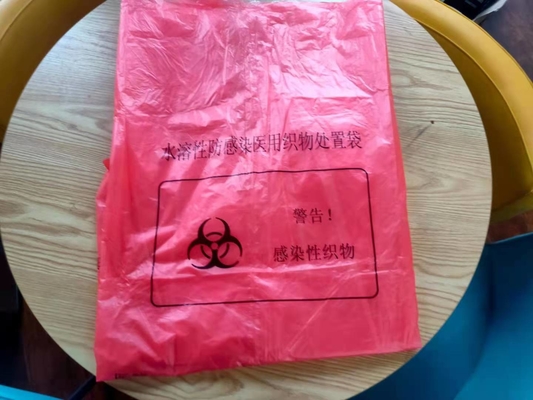 Semi Water Dissolvable Laundry Bags Red Colour LDPE Material For Hospital
